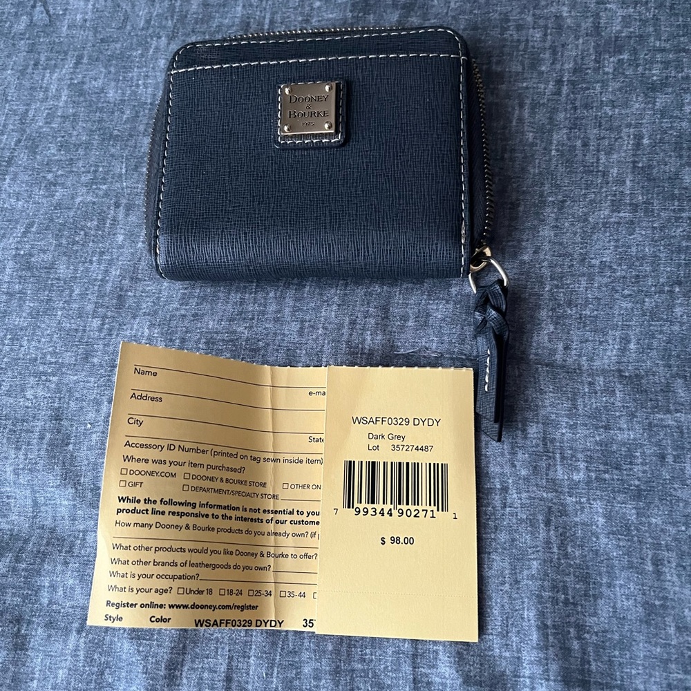 Dooney and Bourke small grey zip around wallet